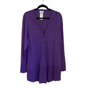 Voyage by Marina Rinaldi Purple Wool Silk Blend Cardigan sz XXL Perfect!
